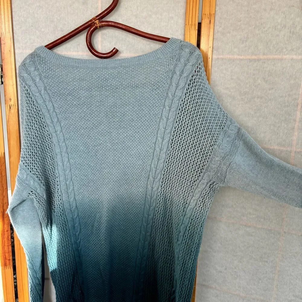 American Eagle Womens Ombre Knit Ocean Blue Sweater‎ Pullover Size M - W